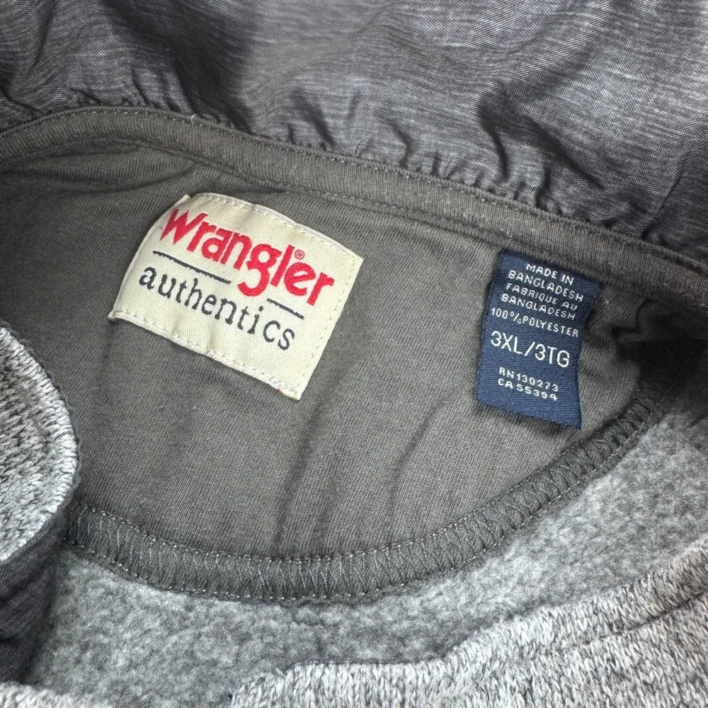Wrangler Authentics Men's 3XL Quarter Zip Long Sleeve Gray Pullover